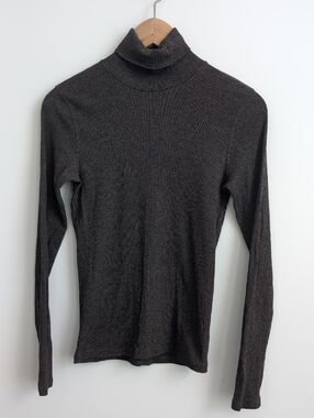 Everlane The Luxe Rib Turtleneck Size Small Ribbed Basic Heathered Brown